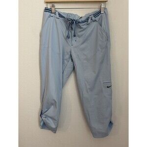 Nike Women’s Capri Pants  Golf Roll Tab Belted Blue Spring Hiking M 8-10 EUC